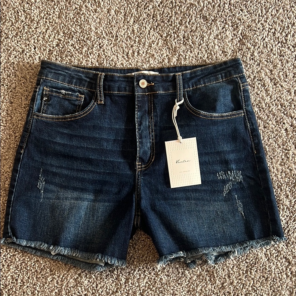 KanCan Blue Jean Shorts with Distressed Details
